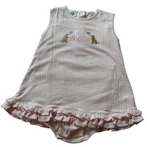 Anne Everett Rae Pima Cotton pink & white Mia Summer Bloomer Dress bubble BECCA